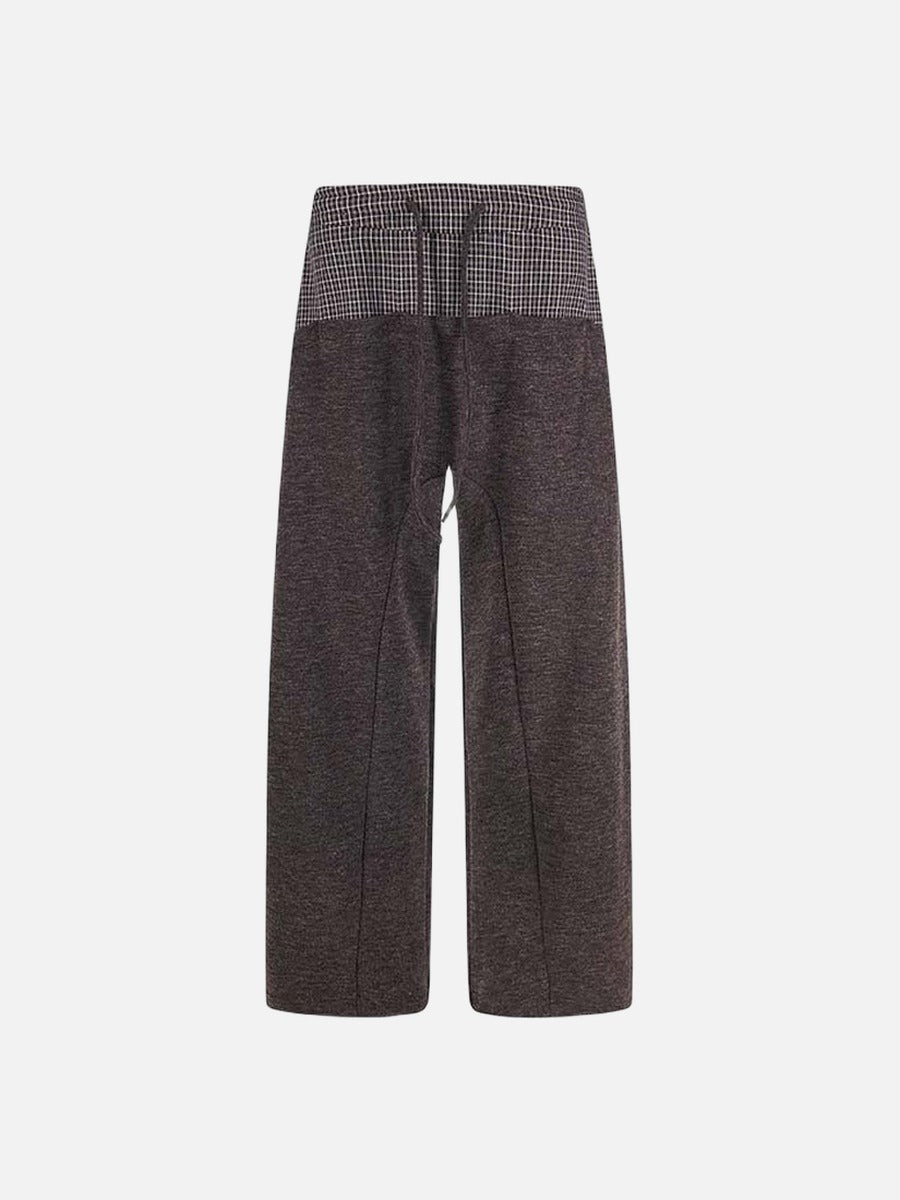 DAXUEN Wide-leg trousers with two-tone design and plaid panel