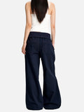 DAXUEN olive green wide-leg utility pants with contrasting waistband