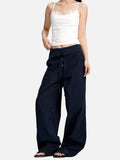 DAXUEN olive green wide-leg utility pants with contrasting waistband