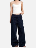DAXUEN olive green wide-leg utility pants with contrasting waistband