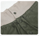 DAXUEN olive green wide-leg utility pants with contrasting waistband