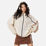 DAXUEN light grey contrasting accent lightweight hooded jacket