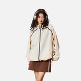 DAXUEN light grey contrasting accent lightweight hooded jacket