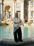 DAXUEN light grey contrasting accent lightweight hooded jacket — model photo