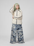 DAXUEN light grey contrasting accent lightweight hooded jacket — model photo