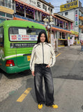 DAXUEN light grey contrasting accent lightweight hooded jacket — model photo