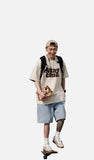 DAXUEN light beige oversized bold graphic t-shirt