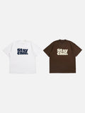 DAXUEN light beige oversized bold graphic t-shirt