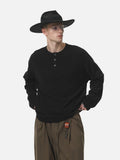 DAXUEN grey contrasting button henley long-sleeved top