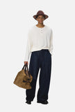 DAXUEN grey contrasting button henley long-sleeved top