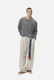 DAXUEN grey contrasting button henley long-sleeved top
