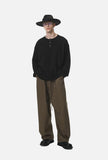 DAXUEN grey contrasting button henley long-sleeved top