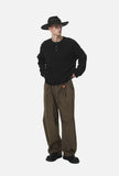 DAXUEN grey contrasting button henley long-sleeved top