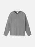 Contrasting Button Henley in Grey | Long-Sleeved Top