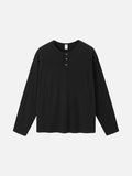 Contrasting Button Henley in Grey | Long-Sleeved Top