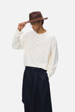DAXUEN grey contrasting button henley long-sleeved top