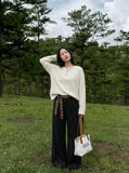 DAXUEN grey contrasting button henley long-sleeved top — model photo