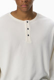 DAXUEN grey contrasting button henley long-sleeved top