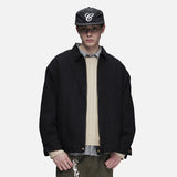 DAXUEN light grey contrasting corduroy collar boxy jacket