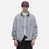 DAXUEN light grey contrasting corduroy collar boxy jacket