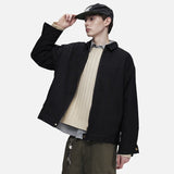 DAXUEN light grey contrasting corduroy collar boxy jacket