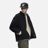 DAXUEN light grey contrasting corduroy collar boxy jacket