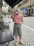 DAXUEN Short-sleeved crew-neck T-shirt with contrasting panels — model photo
