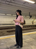 DAXUEN Short-sleeved crew-neck T-shirt with contrasting panels — model photo