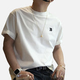 DAXUEN white contrasting letter embroidered crew neck T-shirt