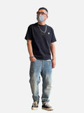 DAXUEN white contrasting letter embroidered crew neck T-shirt