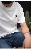 DAXUEN white contrasting letter embroidered crew neck T-shirt