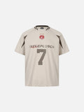 DAXUEN light beige contrasting-panel short-sleeve T-shirt