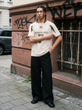 DAXUEN light beige contrasting-panel short-sleeve T-shirt — model photo