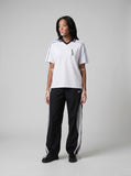 DAXUEN white and navy contrasting piped V-neck polo shirt — model photo