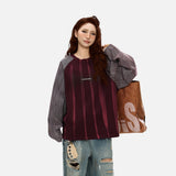 DAXUEN solid colour contrasting textured sleeve long-sleeve top