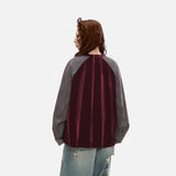DAXUEN solid colour contrasting textured sleeve long-sleeve top