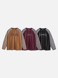 DAXUEN solid colour contrasting textured sleeve long-sleeve top