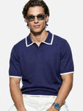 DAXUEN black contrasting trim knit polo shirt
