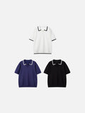 DAXUEN black contrasting trim knit polo shirt