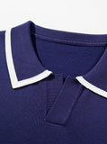 DAXUEN black contrasting trim knit polo shirt