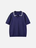 Contrasting Trim Knit Polo Shirt