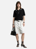 DAXUEN black contrasting trim knit polo shirt