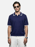 DAXUEN black contrasting trim knit polo shirt