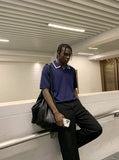 Contrasting Trim Knit Polo Shirt