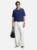 DAXUEN black contrasting trim knit polo shirt