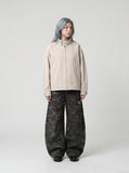 DAXUEN navy bomber jacket with convertible collar — model photo