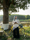 DAXUEN navy bomber jacket with convertible collar — model photo