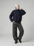 DAXUEN navy bomber jacket with convertible collar — model photo