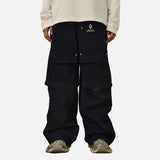 DAXUEN Black convertible wide-leg cargo pants — model photo