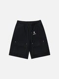 DAXUEN Black convertible wide-leg cargo pants — model photo